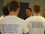 Assemblyman Barclay hears the message of the students.