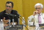BOE dunsmoor and white Newly elected president Dave White, right, and VP John Dunsmoor listen to discussion at Tuesday night's school board meeting.