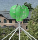 GREEN WINDMILL An 18-foot tall wind turbine sits atop of Lee Hall. This vertical axis windmill can produce enough electricity to power some of the lights in the building.