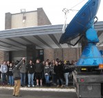 doppler radar Dr. Scott Steiger explains about the Doppler-on-Wheels to a group of OHS science students.