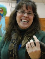 rain forest snake Leighton teacher Beverly Murtha has a new wrap.