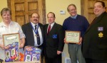 Masons celebrate George Washington's Birthday From left are: Judy Egan, SAF House; Rev. Tim Gleason; Master Patrick J. Fasulo; John Lyons, Human Concerns; and District Deputy Grand Master John E. Krauss.