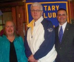 Bill Crist Explains Budget To Rotarians President Carol Reed meets with school board president Dave White and Superintendent William Crist.
