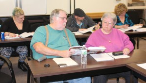 Steve and Anita Vibbert and class study for their testing for their Technician license.