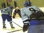 ohs sports V Hockey Clint (3) Fred Donabella and Josh Sova line up for a faceoff.