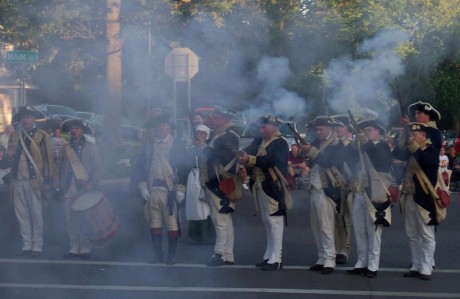 Fair Haven-Continental Arms Collectors Association's Revolutionary War Unit joined the celebration of America's independence, from British rule, at the annual Fair Haven Parade on July 1.  The group interprets a company from the 1st New York Regiment, Continental Army, in 1782. New York State provided about 43,645 individuals for service throughout the War for Independence. From left: Gary Slate, John Mattison, George Clark, Susan Wojakowski, Paul Lear, Henry Pauly, Tim Crisafulli, Hermes Knauer, Matt MacVittie, Neal Smith and Mitch Maniccia.  The parade reflected the true spirit of patriotism on this most important American holiday. 