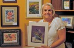 Lakeside Artisans’ featured artist for the month of August, Michele Southgate, will donate the original collage “Purple Pleasure.”