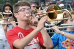 Tom Godfrey, a new member of the Marching Bucs practices during the recent Band Camp