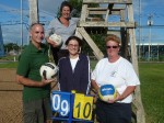 Oswego Lions Club will hold co-ed volleyball tournament Sept. 10 at Cheap Seats. Pictured from left bottom are Lion Mike Henderson, Lion Becky O'Kane, Lion Karen Hammond, and above Lion Beverly Spuhler.