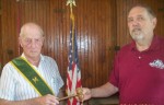 Robert Lewis receives the gavel from Past Master George A. Reed.