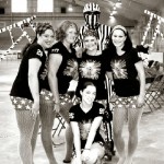 The Oz Roller Girls will host an open house. Striking a pose before their last bout of the season are referee RefPocalypse (in back) with skaters (standing from left) Insane Assilem, GI Ginger, Sassy Cass, Masso-Kiss-Tic Mandy and (in front) Abbie Cadaver.