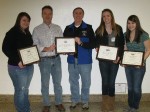 Award winning members of the Buccaneer Bulletin staff and advisors proudly pose with some of the awards that they received at the 2011 Empire State School Press Association conference. Proudly displaying the awards are Monek Cullen (Class of 2011, multiple-award winner), advisors Bill Reeser, Mike McCrobie, Tina Buckingham (Class of 2011 Layout Editor, multiple award winner) and 2011-12 Managing Editor Madison Rhoades.