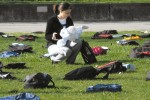 The display contained 1,100 backpacks - each representing a life