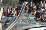 Members of the OHS junior class view the aftermath of what happens when you drink and drive