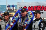 Oswego Speedway Supermodified Top 3 finsishers: Joe Gosek 2nd (left), Ray Graham winner (center), Pat Lavery 3rd (right)